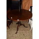 GEORGIAN MAHOGANY CIRCULAR TOP TABLE RAISED ON TAPERING COLUMN AND TRIPOD BASE, THE TOP 76CM DIAM