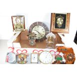 BOX CONTAINING MODERN MANTEL AND WALL CLOCKS