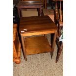 MID-20TH CENTURY TWO-TIER TABLE ON WHEELED LEGS, 50CM WIDE