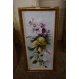 EARLY 20TH CENTURY BRITISH SCHOOL, STUDY OF FLOWERS AND LEMONS, GILT FRAMED, 83CM HIGH