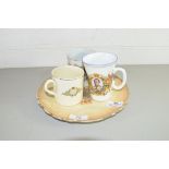 ROYAL COMMEMORATIVE WARES COMPRISING GEORGE V CORONATION BEAKER, EDWARD VIII CORONATION MUG,