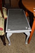 SMALL SHABBY CHIC PAINTED GLASS TOPPED COFFEE TABLE, 79CM WIDE