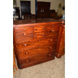 VICTORIAN MAHOGANY CHEST WITH FOUR SHORT AND THREE LONG DRAWERS WITH TURNED KNOB HANDLES, 106CM