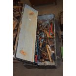 Wooden toolbox and contents to comprise various tools etc