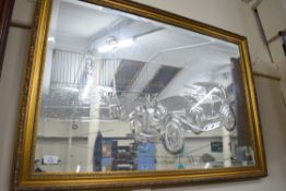 Framed decorative mirror with impressed detail of Rolls Royce motor cars