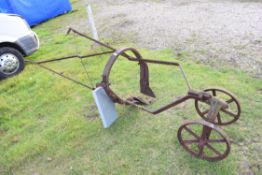 Vintage iron horse drawn plough or cultivator (a/f)