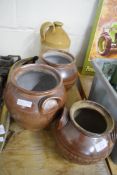Four pieces of salt glaze pottery