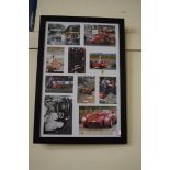 Framed set of photos, motoring and racing interest