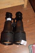 Antique day and night binoculars, marked Fournsseur dela Marine, 20cm high and a further pair of