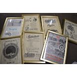 Box of framed motorcycle interest adverts (approx 13)