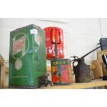 Selection of oil cans, one marked Castrol Motor Oil plus two others