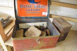 Bluebird luxury tin box containing various tools and ironmongery