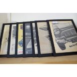 Quantity of framed advertising prints taken from The Autocar magazine