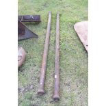 Two vintage cast iron lamp posts, 165cm wide