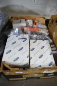 Box containing Ford and other spares