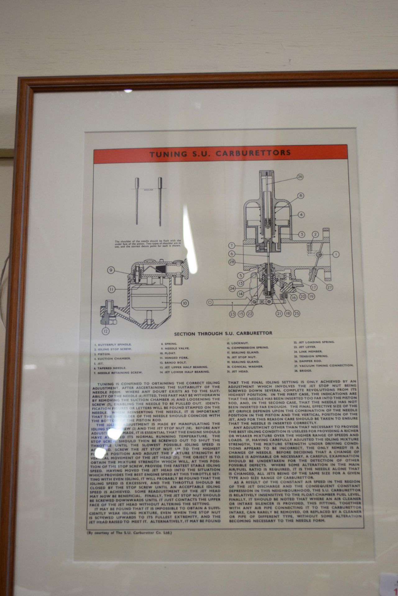 Framed illustration depicting carburettor tuning, together with a framed collage of Autocar and - Image 2 of 3