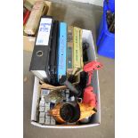 Box containing quantity of workshop manuals including Morris Minor, Austin Morris 1100, MGA,