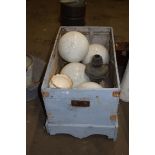 Trunk containing quantity of oil lamp globes