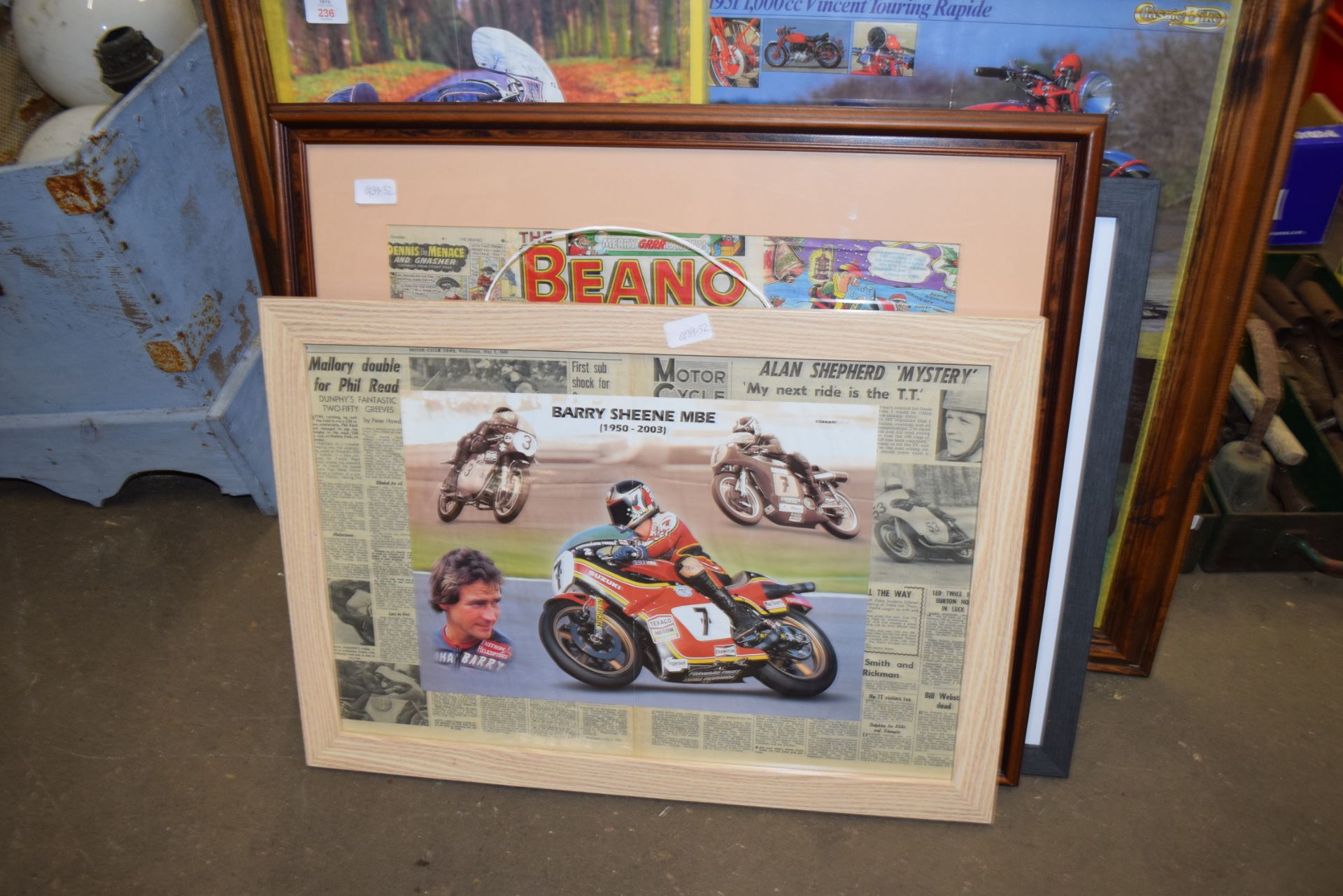 Selection of framed, mostly motorcycle interest, prints - Image 2 of 3