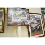 Framed collage of various clips of the Williams FW11 Formula 1, frame approx 62 x 53cm, together