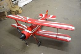 Large balsa framed remote control bi-plane, wingspan approx 136cm