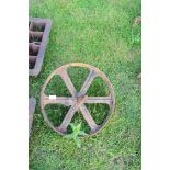 Vintage iron implement wheel, 42cm diam