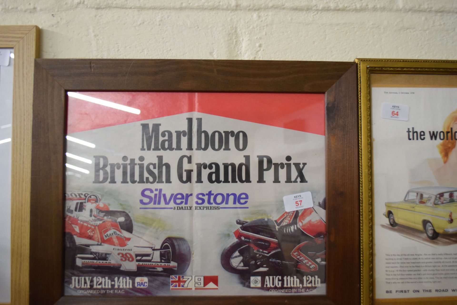 Framed advertising print for the Marlboro British Grand Prix at Silverstone