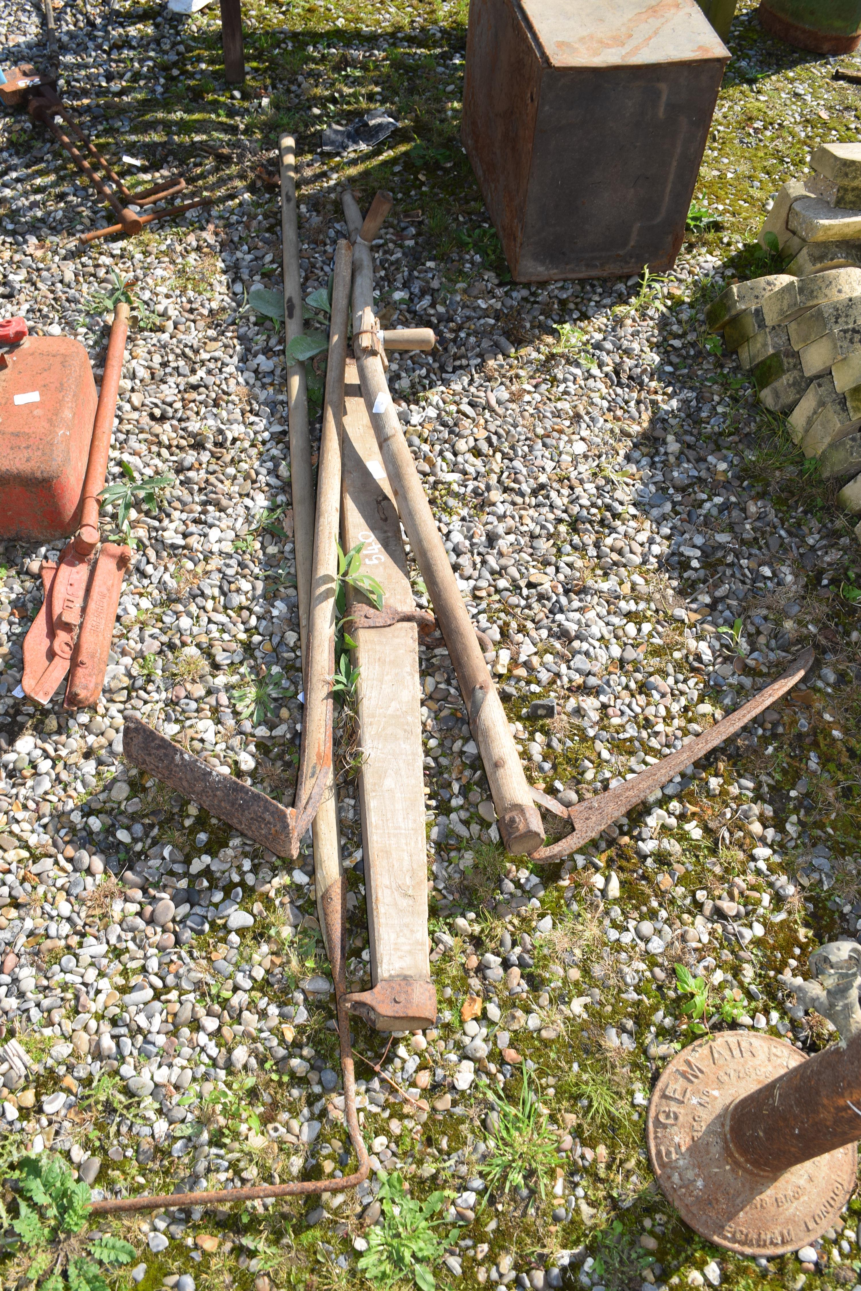 Quantity of tools to include a scythe, water carrier etc