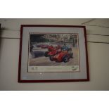 Framed limited edition Tony Smith print "Monaco Challenge", signed by artist and Stirling Moss