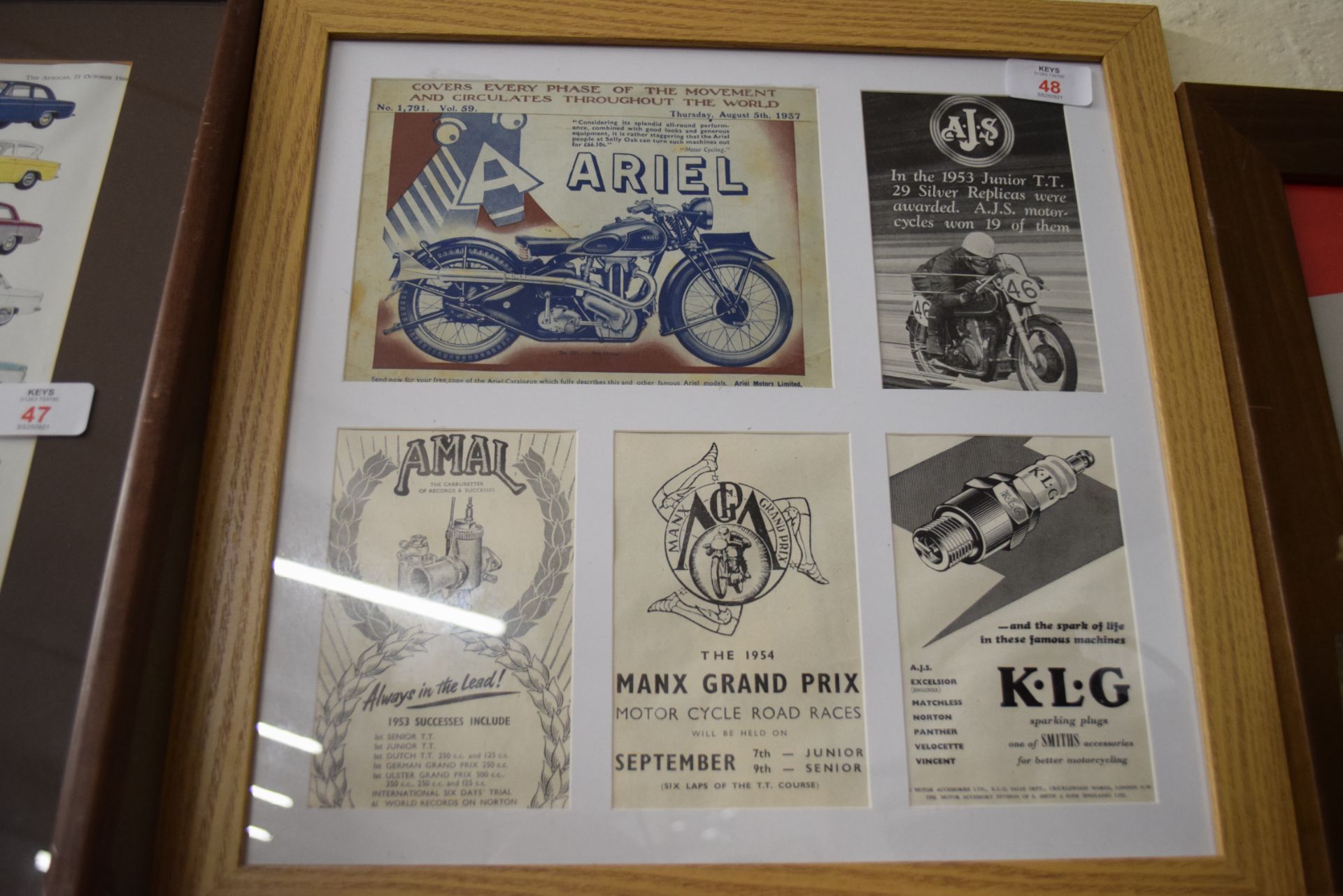 Collection of advertising prints, motorbike related