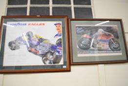 Large framed Goodyear Eagles poster depicting Williams, Renault, SW14B and Nigel Mansell, together