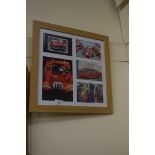 Small framed selection of motor racing interest photographs, approx 40cm sq