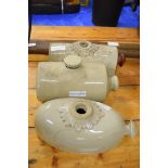 Three glazed stoneware hot water bottles