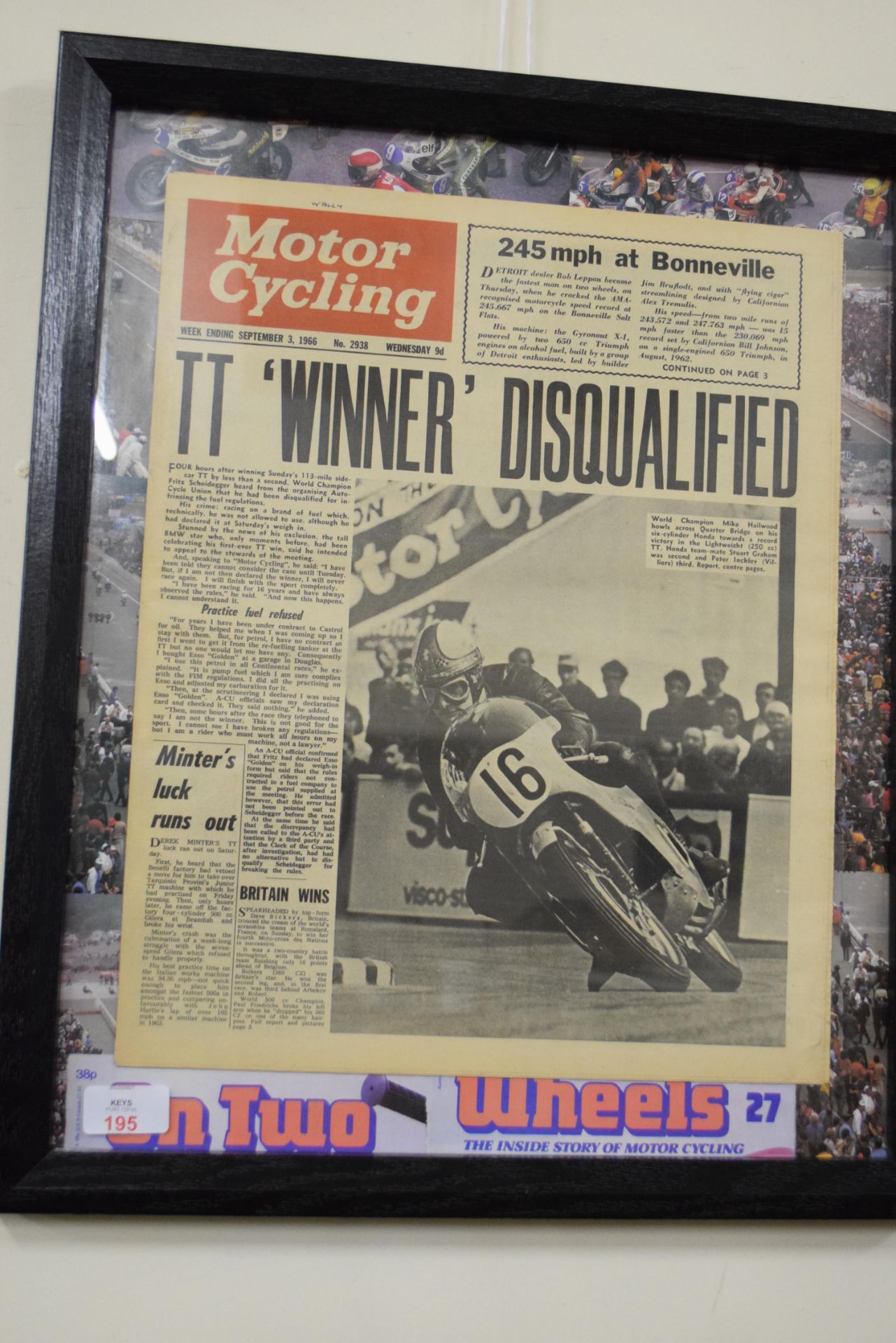 Framed cover motorcycling for September 3rd 1966