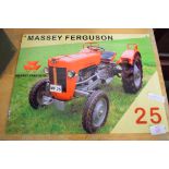 Photographic metal sign depicting a Massey Ferguson MF25 tractor, approx 41 x 30cm