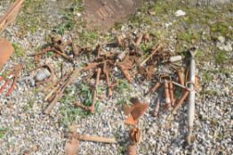 Large quantity of vintage hand tools to include drill bits, blacksmiths tools, trailer pins and