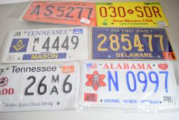 Six American style number plates