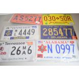 Six American style number plates