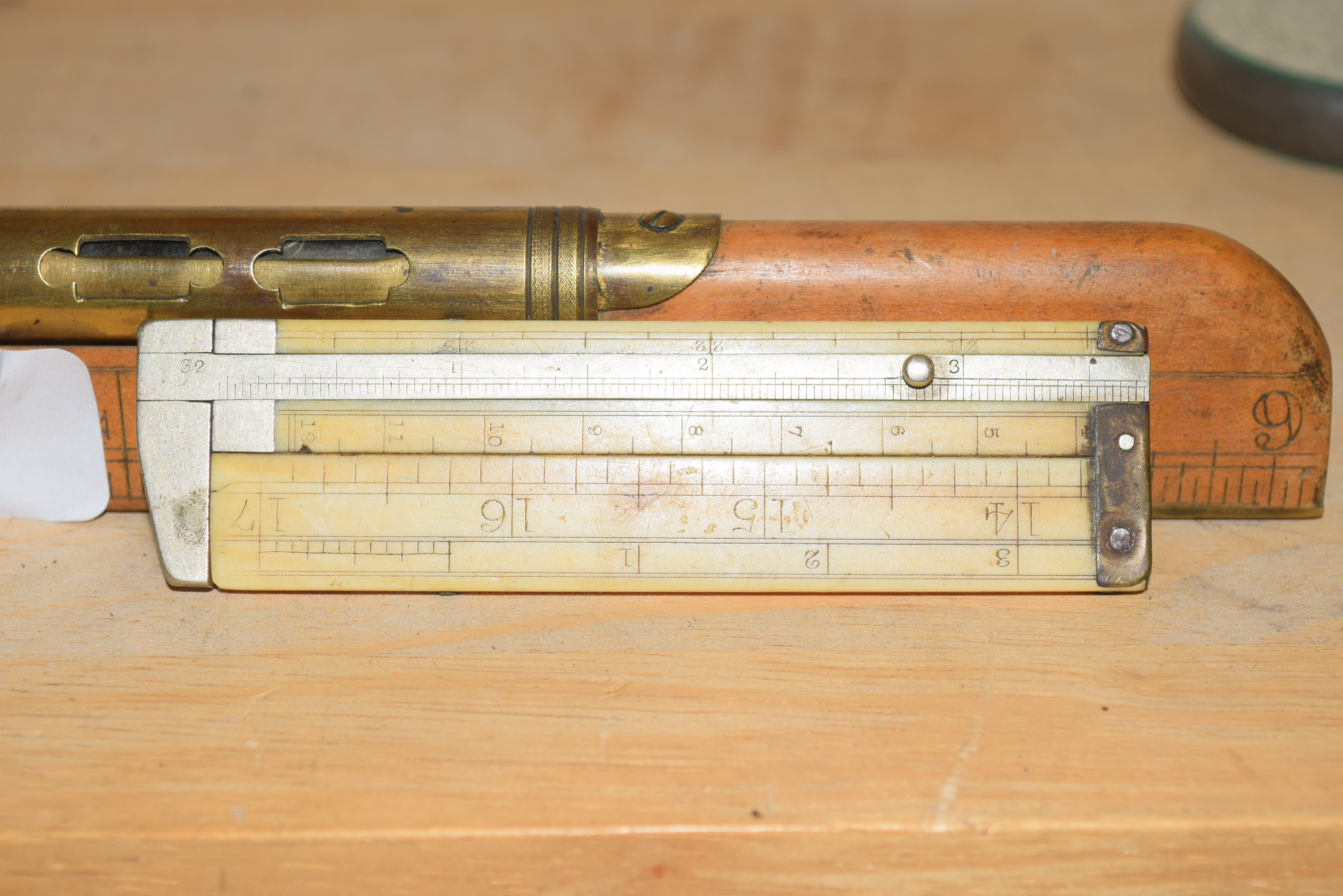 Vintage Vernier caliper gauge together with a Smallwood of Birmingham wood and brass mounted - Image 2 of 2