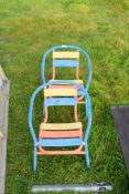 Pair of childs metal framed chairs