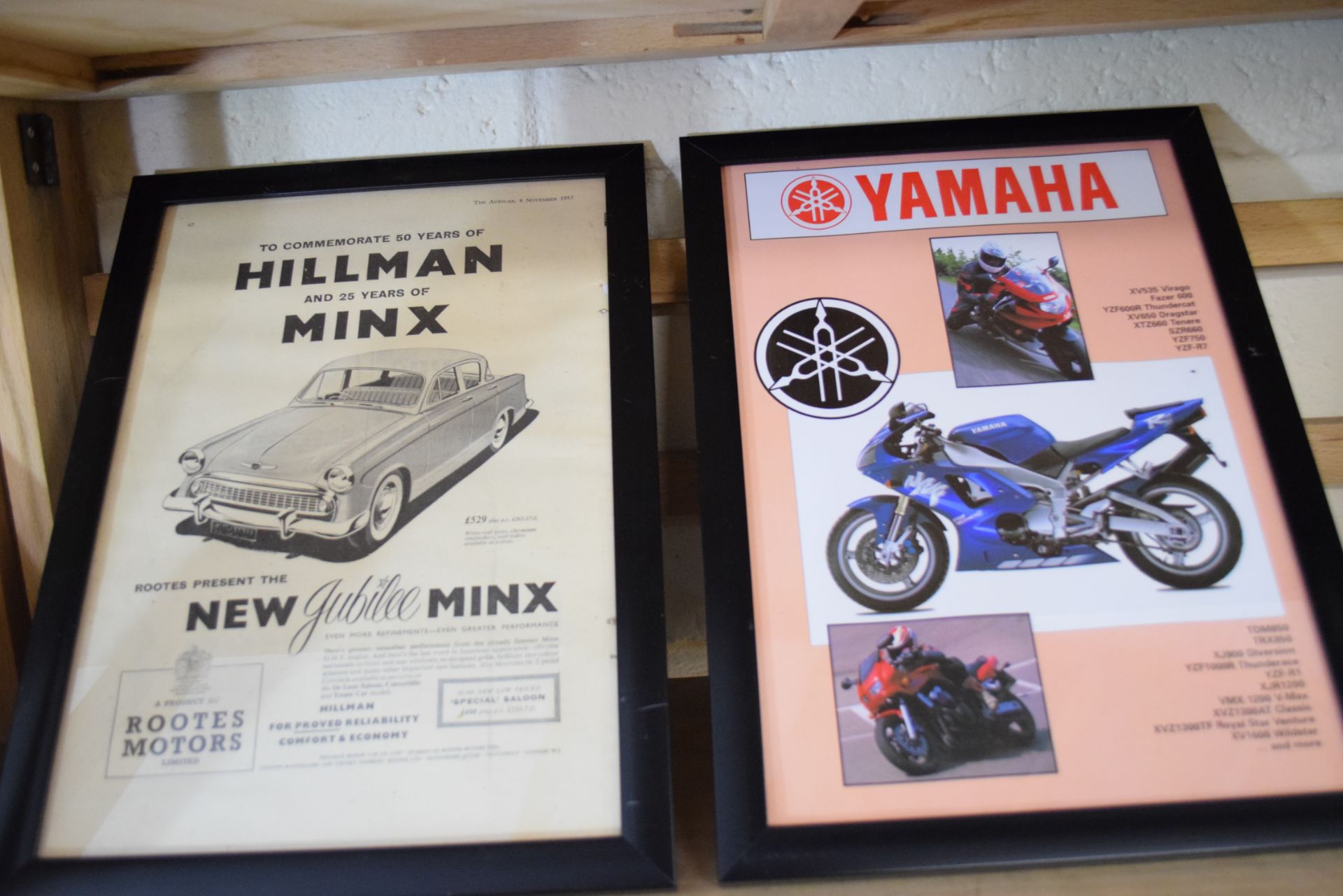 Quantity of framed advertising prints taken from a magazine for Yamaha motorbikes, BMC Service etc - Bild 5 aus 7