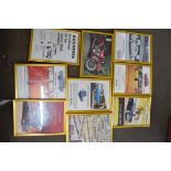 Box containing framed Autocar covers, adverts etc (approx 24)