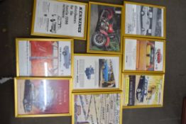 Box containing framed Autocar covers, adverts etc (approx 24)