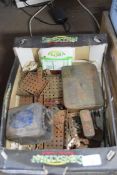 Box containing vintage Meccano including transformer
