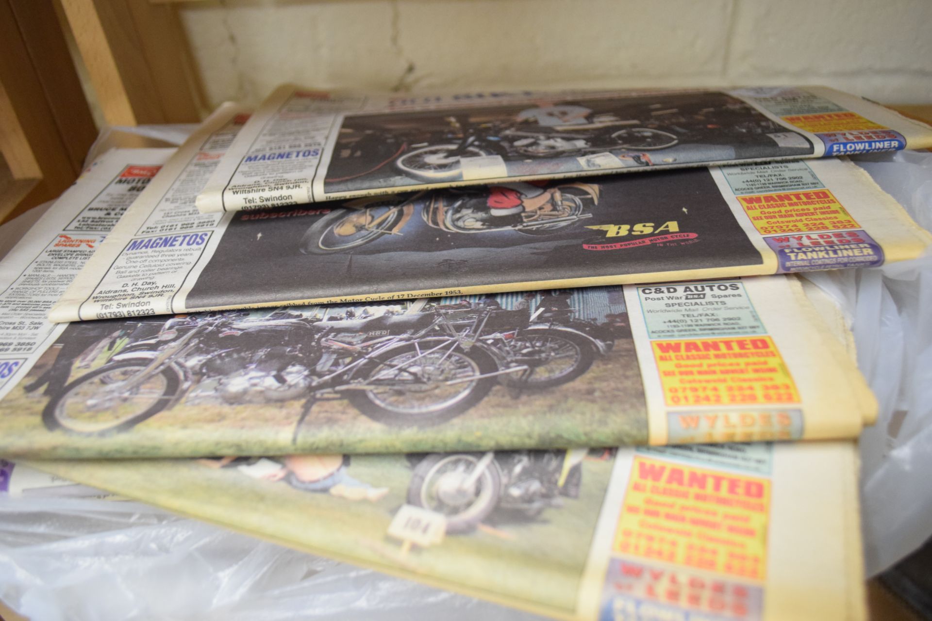 Quantity of old bike mart magazines, newspapers