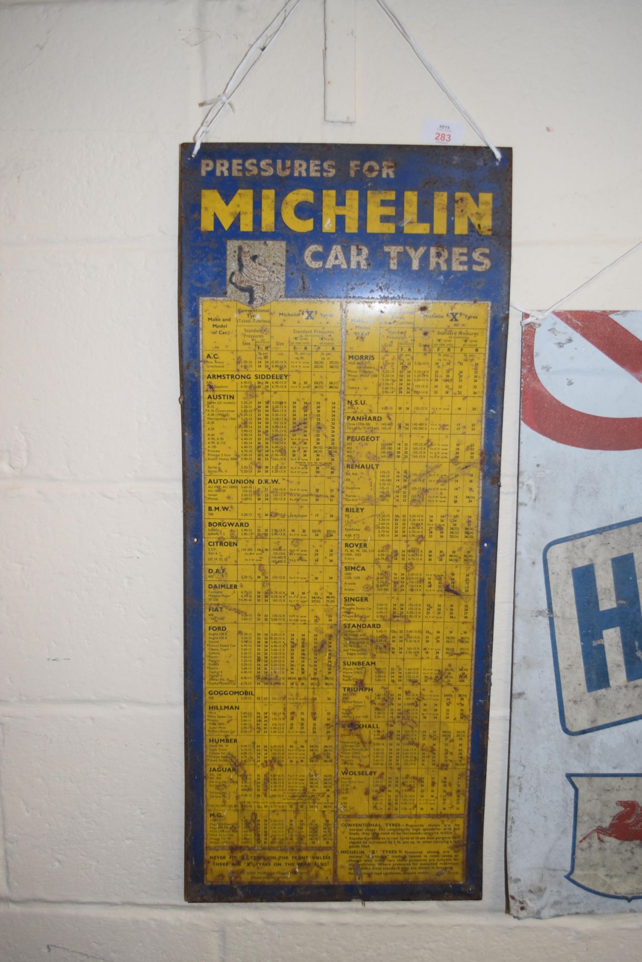 Michelin metal car tyre and chart