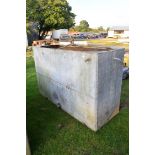 Large vintage galvanised and riveted water tank, 213cm long