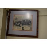 Framed advert for The Jaguar E-type GT together with framed Autocar illustration of the 1964 Formula