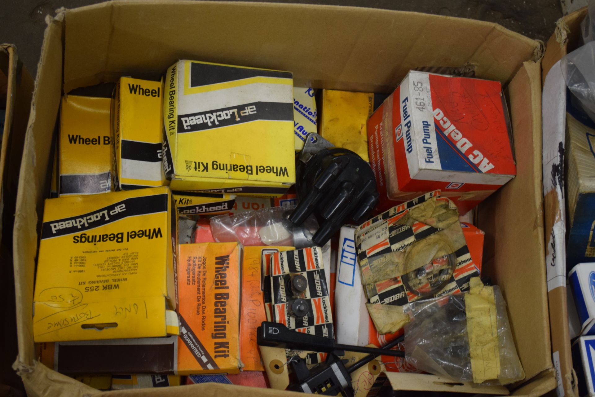 Four boxes of auto spares including Lockheed wheel bearings, Bosch spark plugs etc - Image 3 of 5