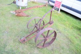 Vintage iron two-wheeled attachment bearing trade plate 'Tractors (London) Ltd, The White House,